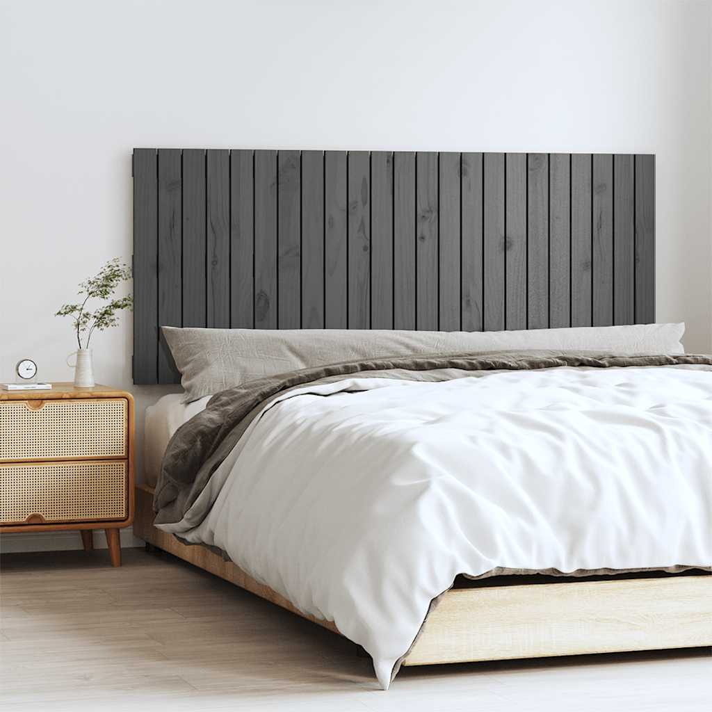 sengegavl 147x3x60 cm massivt fyrretræ grå