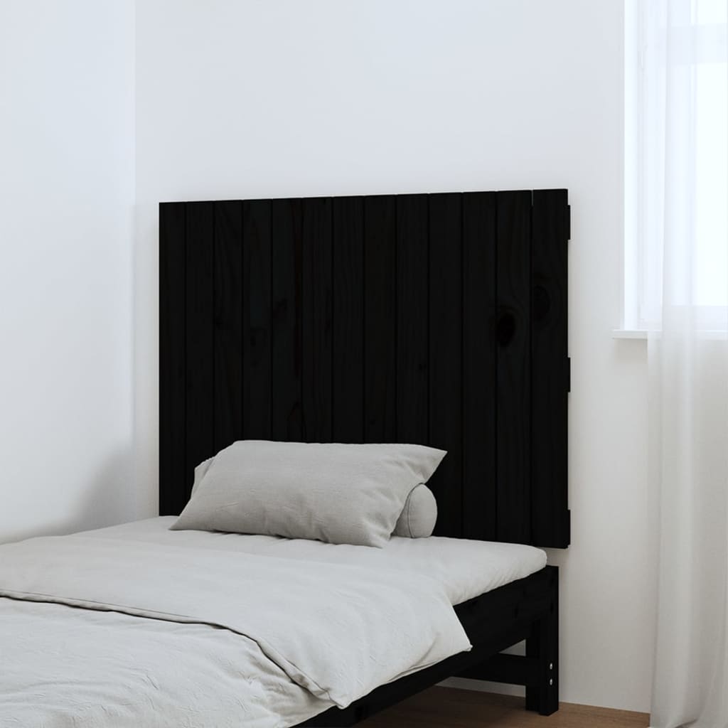 sengegavl 82,5x3x60 cm massivt fyrretræ sort
