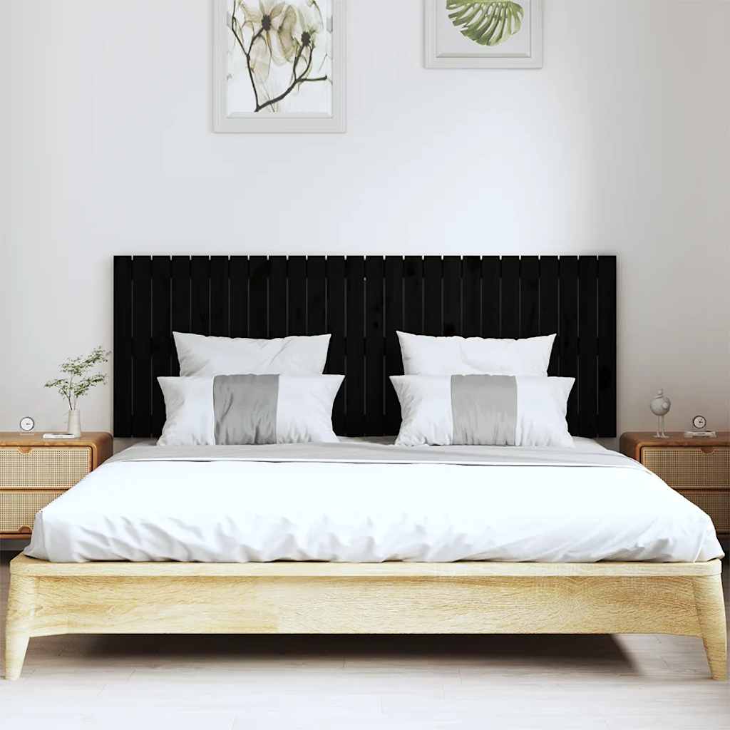 sengegavl 166x3x60 cm massivt fyrretræ sort