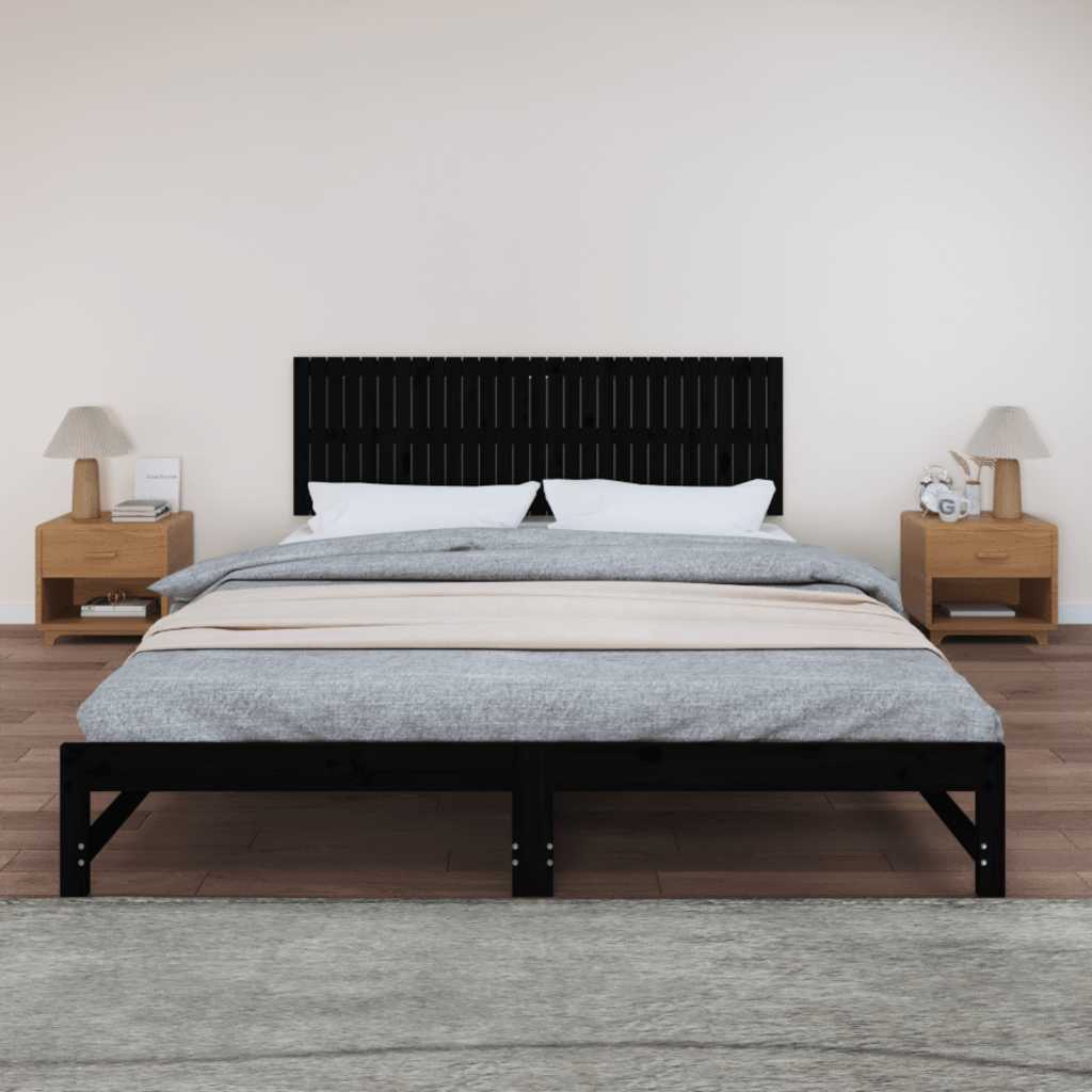 sengegavl 185x3x60 cm massivt fyrretræ sort