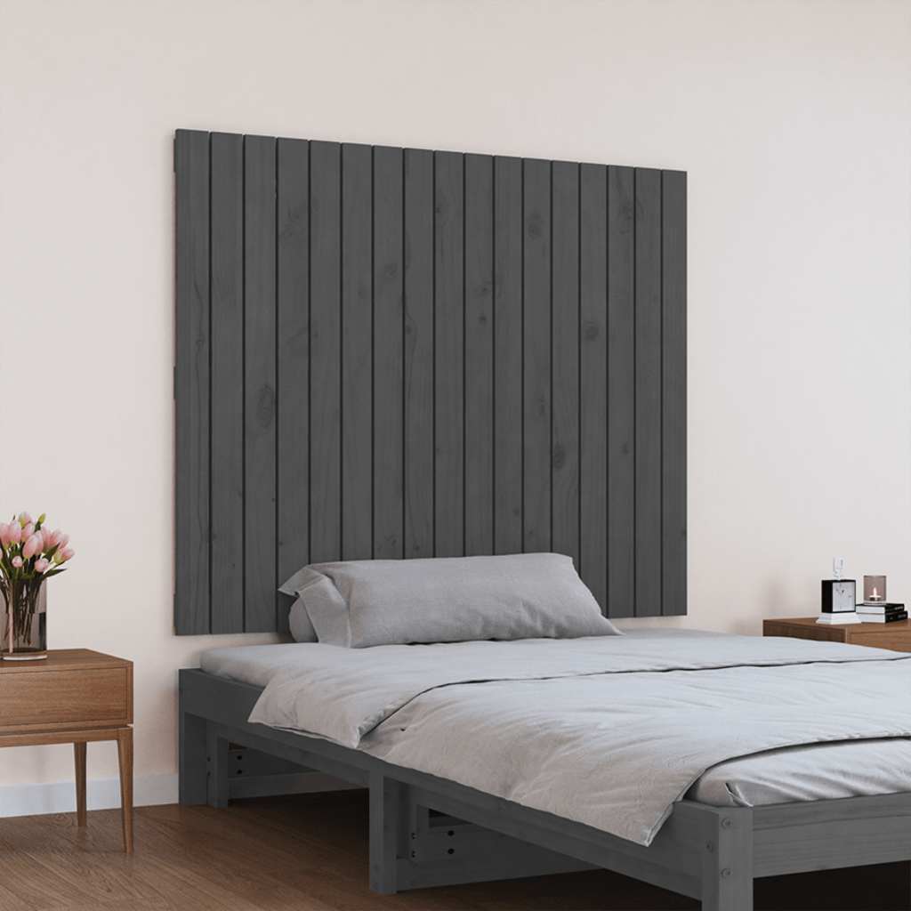 sengegavl 108x3x90 cm massivt fyrretræ grå