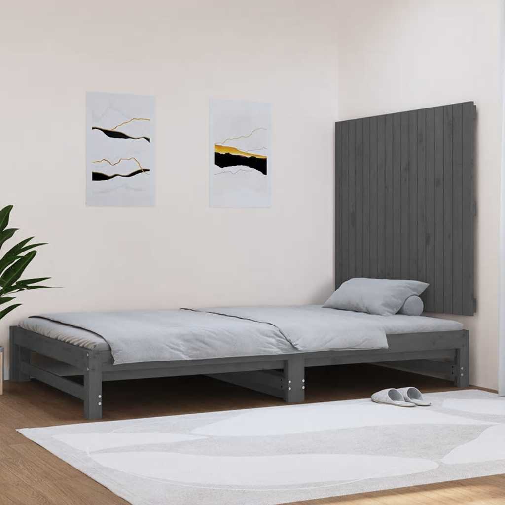 sengegavl 108x3x90 cm massivt fyrretræ grå