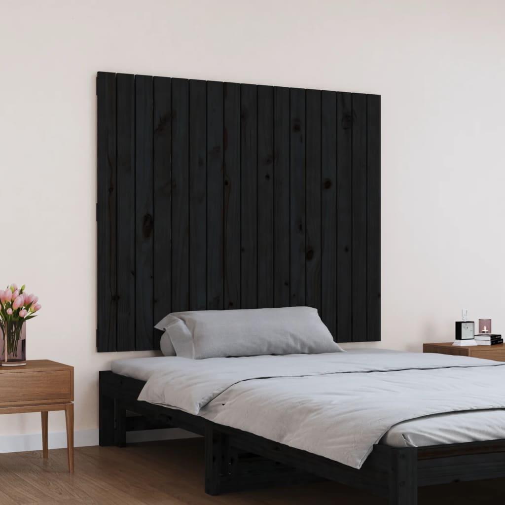 sengegavl 108x3x90 cm massivt fyrretræ sort