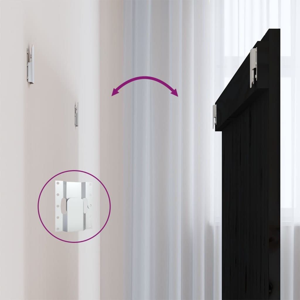 sengegavl 108x3x90 cm massivt fyrretræ sort