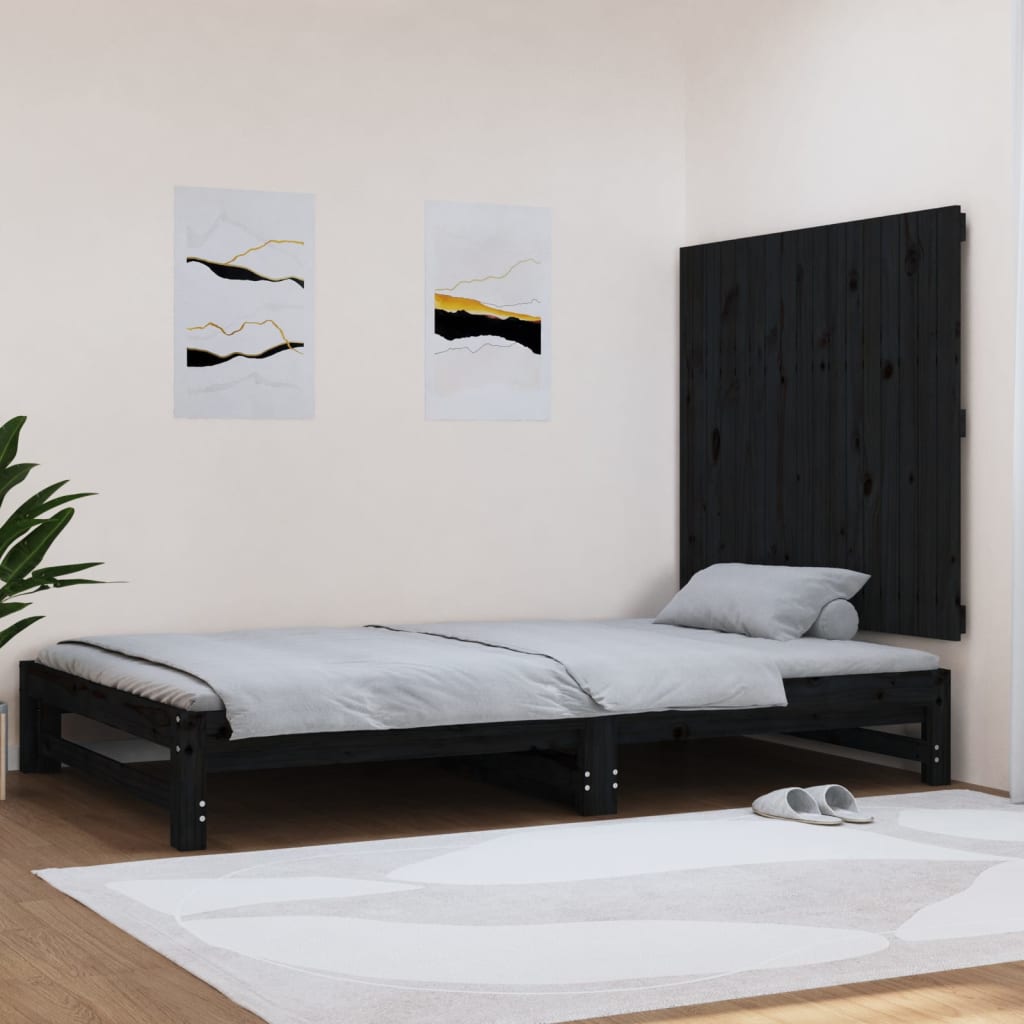 sengegavl 108x3x90 cm massivt fyrretræ sort