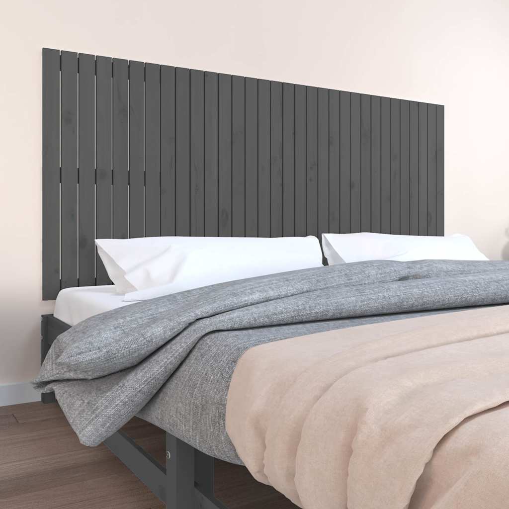 sengegavl 204x3x90 cm massivt fyrretræ grå