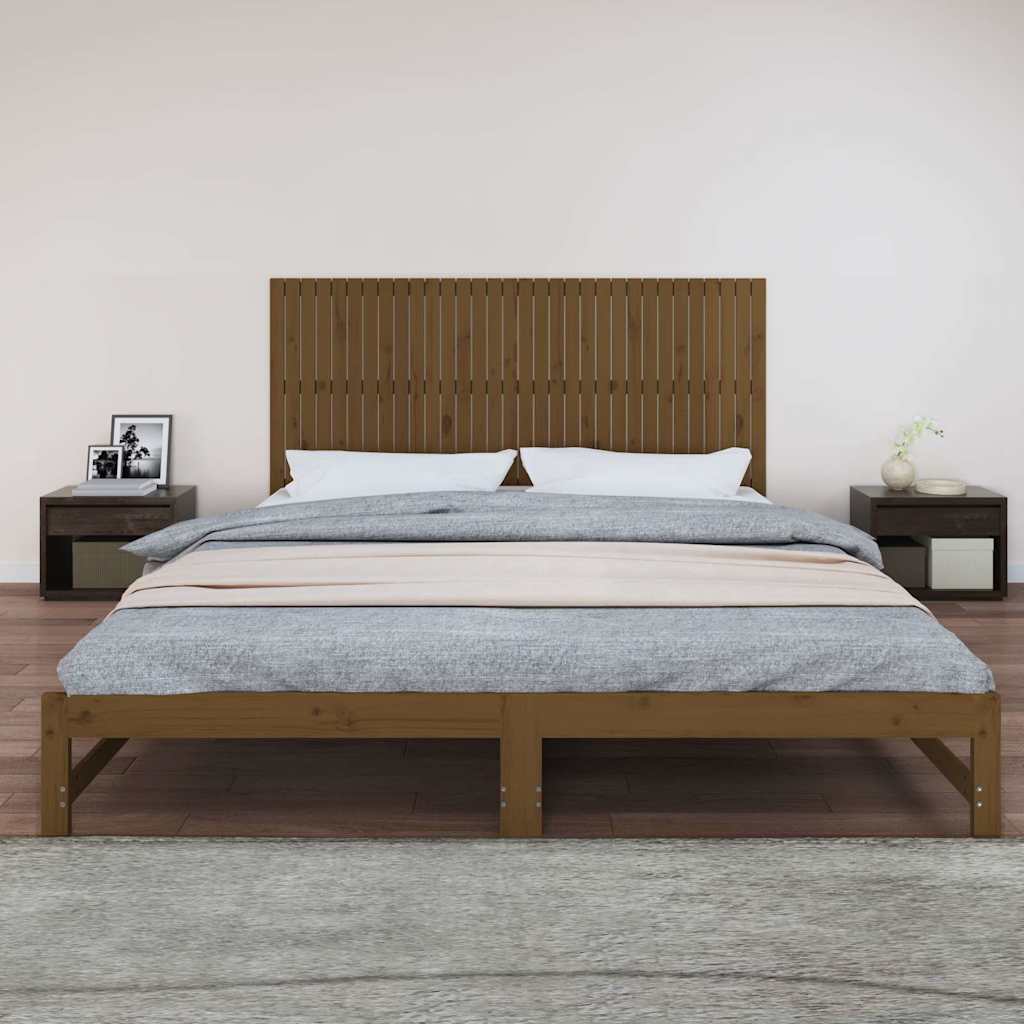 sengegavl 204x3x90 cm massivt fyrretræ gyldenbrun