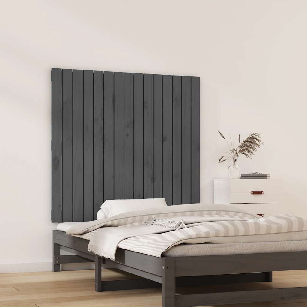 sengegavl 95,5x3x90 cm massivt fyrretræ grå