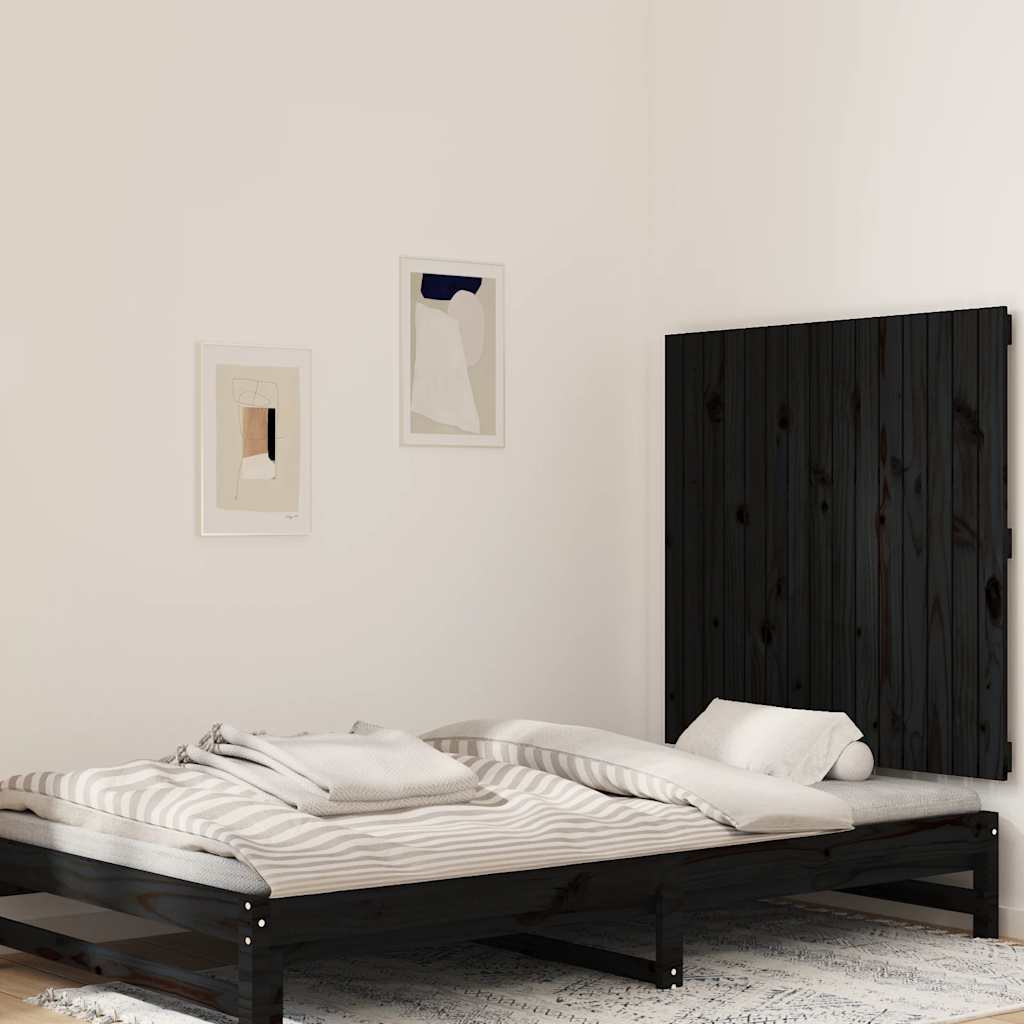 sengegavl 95,5x3x90 cm massivt fyrretræ sort