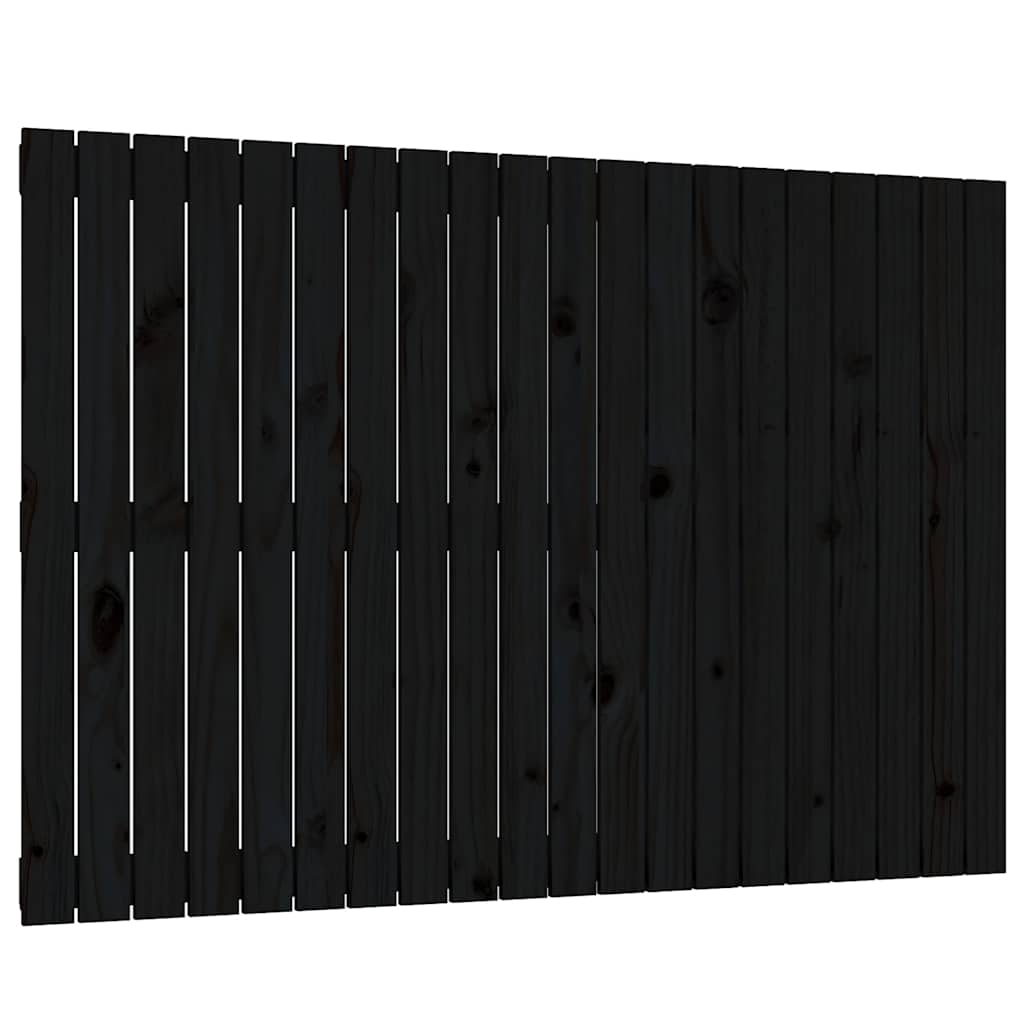 sengegavl 127,5x3x90 cm massivt fyrretræ sort