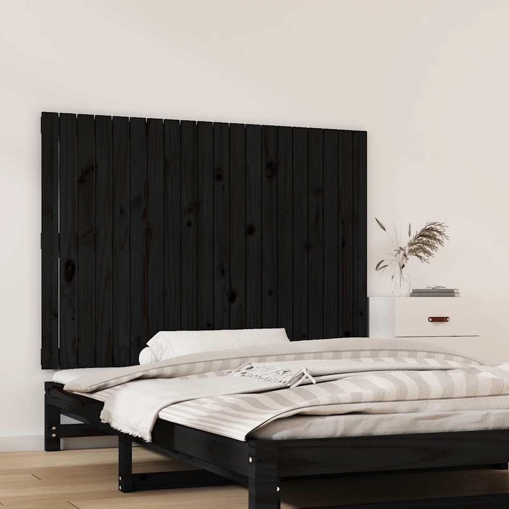 sengegavl 127,5x3x90 cm massivt fyrretræ sort