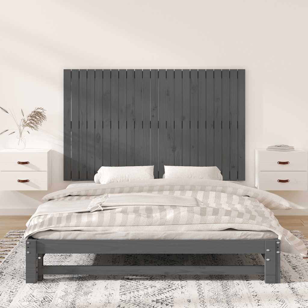 sengegavl 147x3x90 cm massivt fyrretræ grå