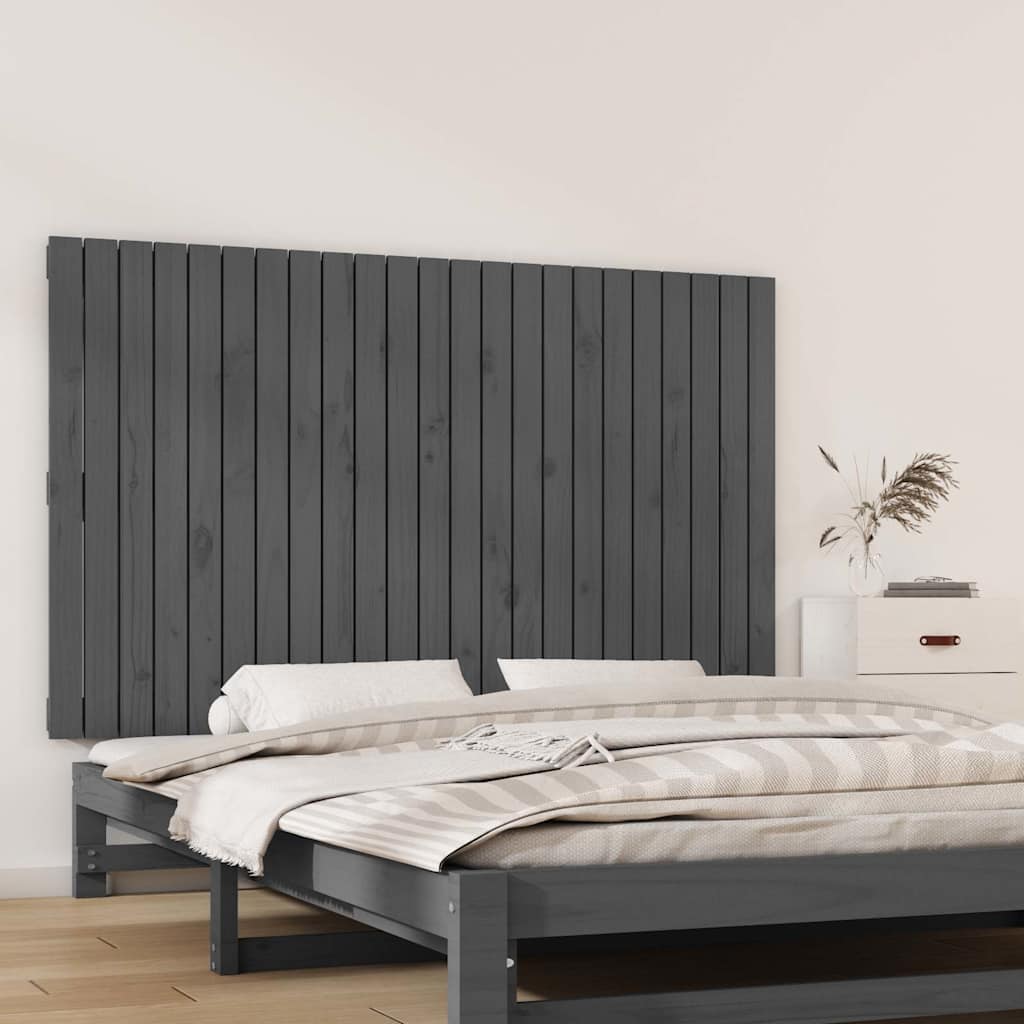 sengegavl 147x3x90 cm massivt fyrretræ grå