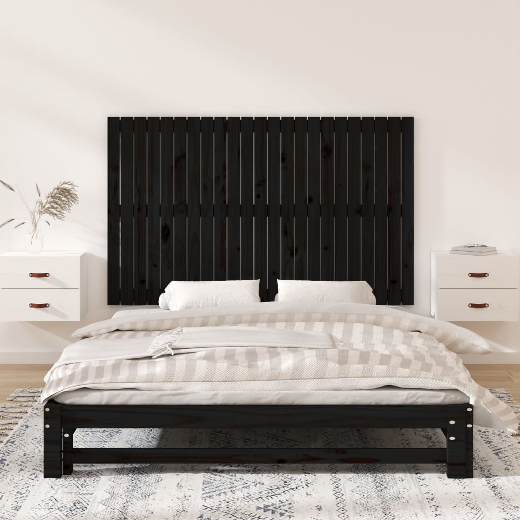 sengegavl 147x3x90 cm massivt fyrretræ sort