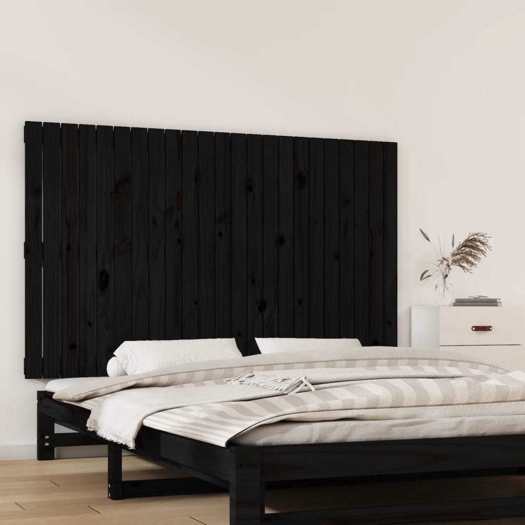 sengegavl 147x3x90 cm massivt fyrretræ sort
