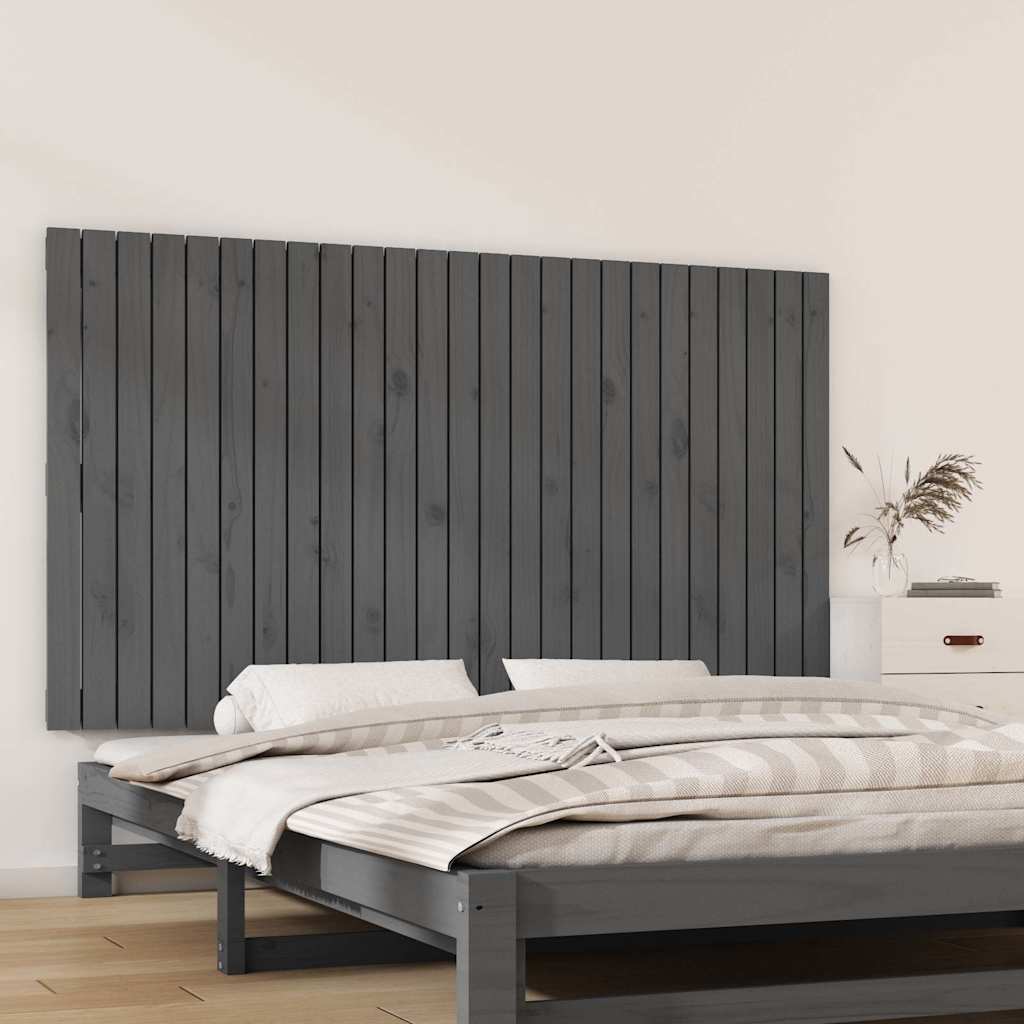 sengegavl 159,5x3x90 cm massivt fyrretræ grå