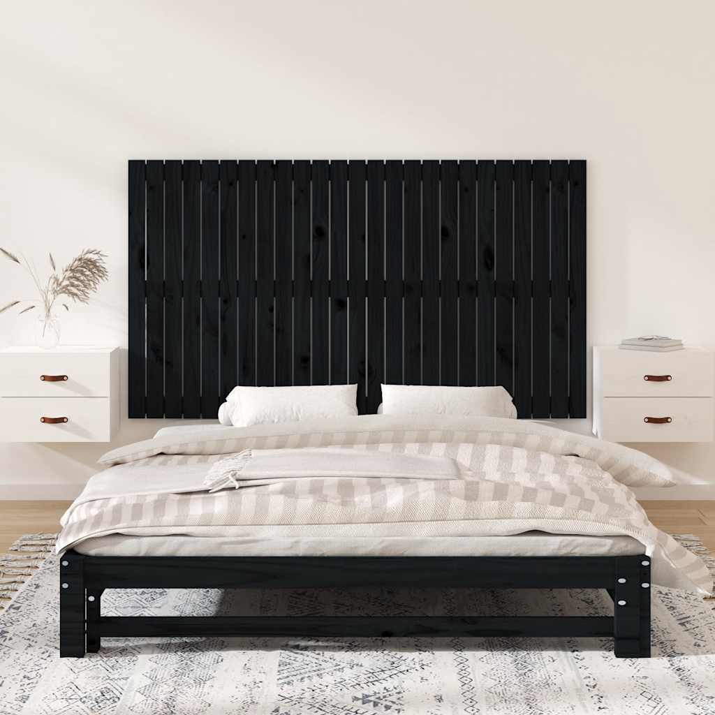 sengegavl 159,5x3x90 cm massivt fyrretræ sort