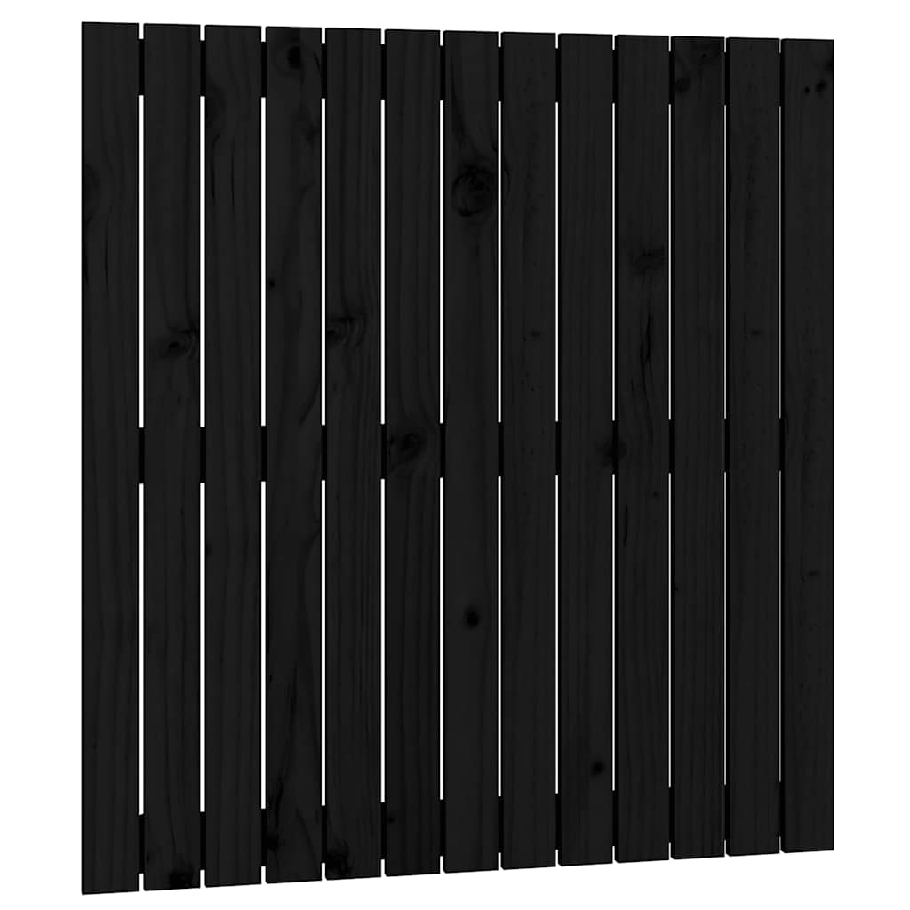 sengegavl 82,5x3x90 cm massivt fyrretræ sort