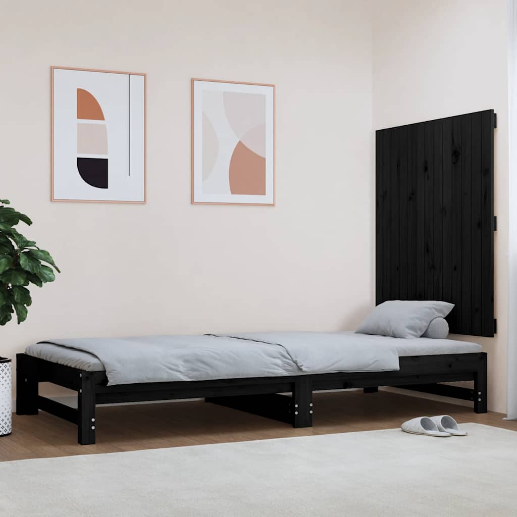 sengegavl 82,5x3x90 cm massivt fyrretræ sort