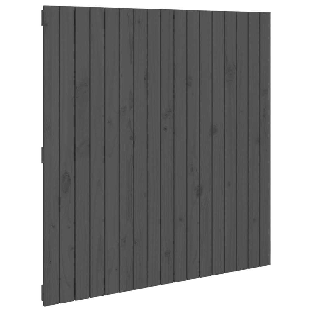 væghængt sengegavl 108x3x110 cm massivt fyrretræ grå