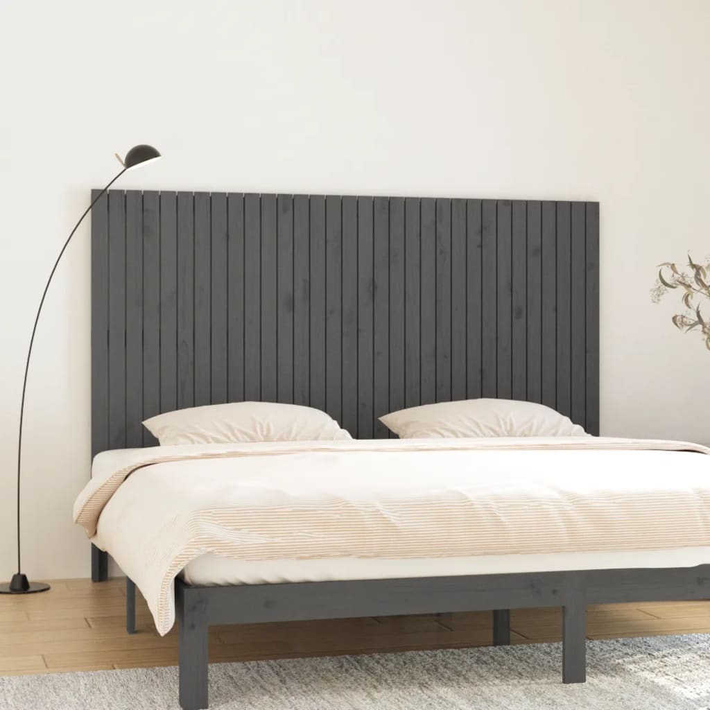 sengegavl 204x3x110 cm massivt fyrretræ grå