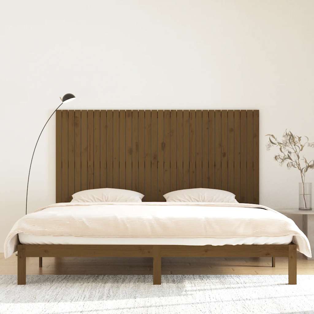 sengegavl 204x3x110 cm massivt fyrretræ gyldenbrun
