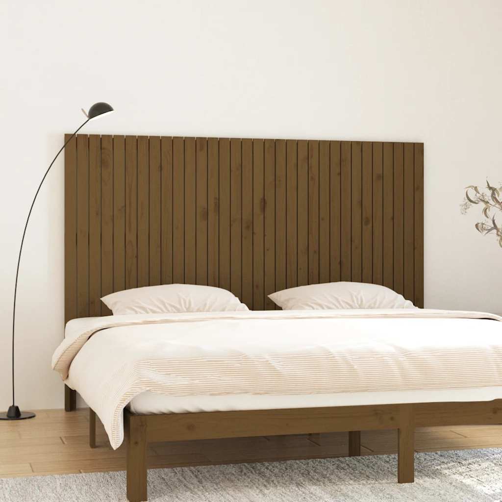 sengegavl 204x3x110 cm massivt fyrretræ gyldenbrun