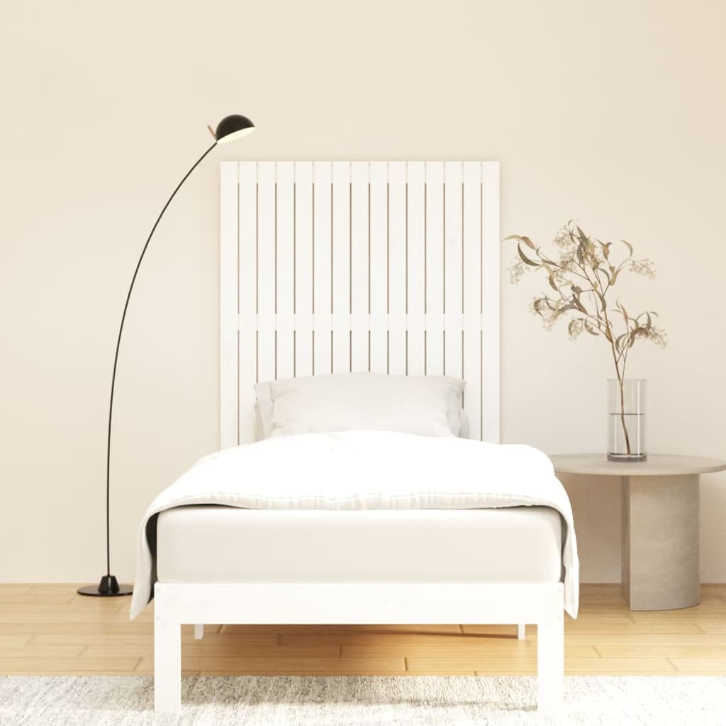 sengegavl 95,5x3x110 cm massivt fyrretræ hvid