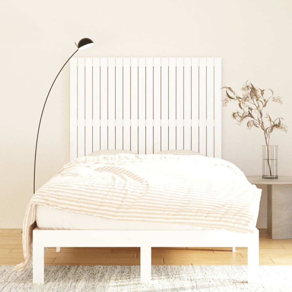 sengegavl 127,5x3x110 cm massivt fyrretræ hvid