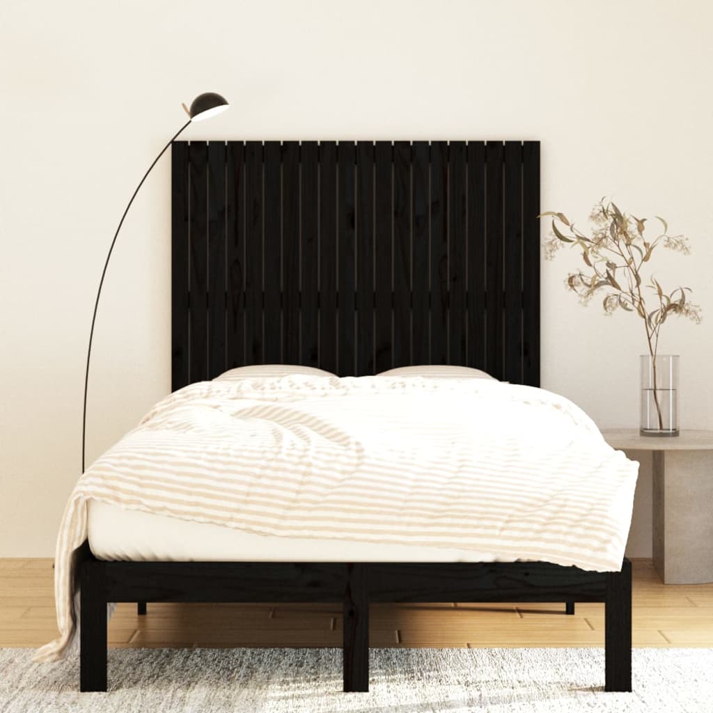 sengegavl 127,5x3x110 cm massivt fyrretræ sort