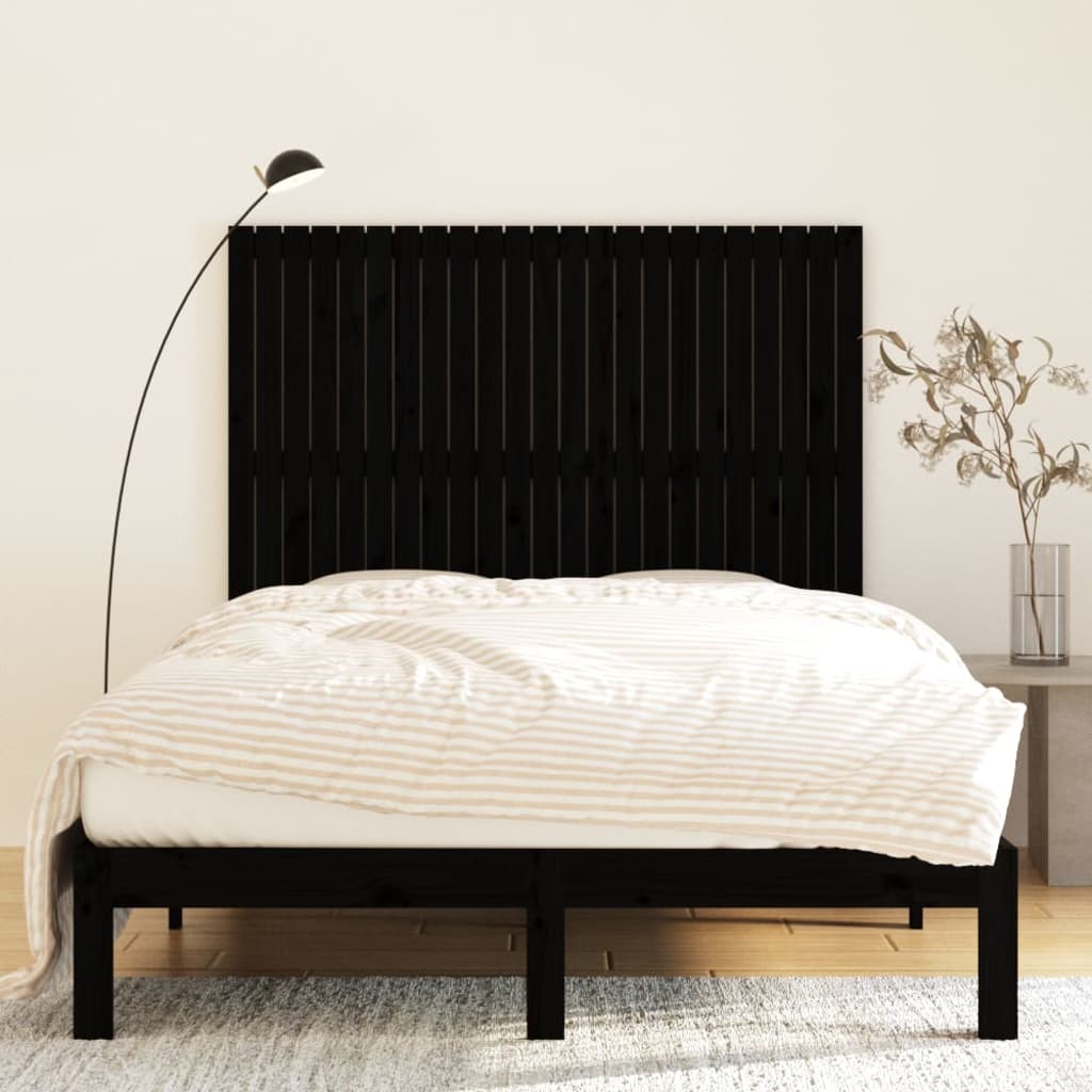 sengegavl 146,5x3x110 cm massivt fyrretræ sort