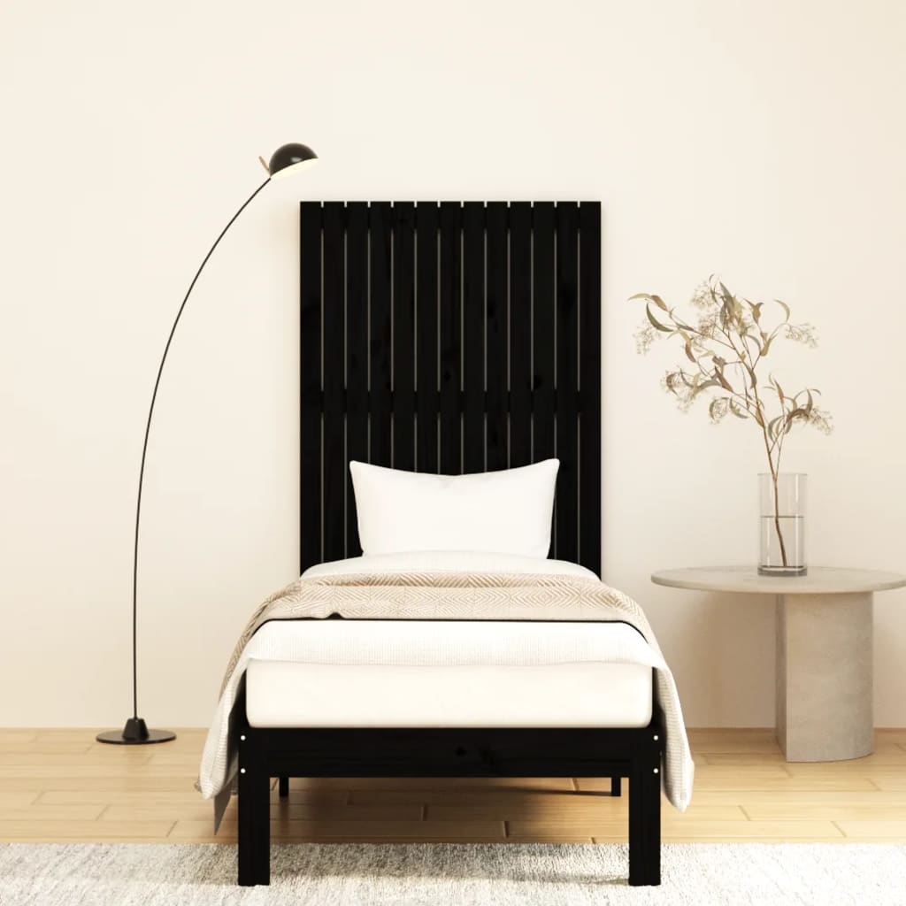sengegavl 82,5x3x110 cm massivt fyrretræ sort