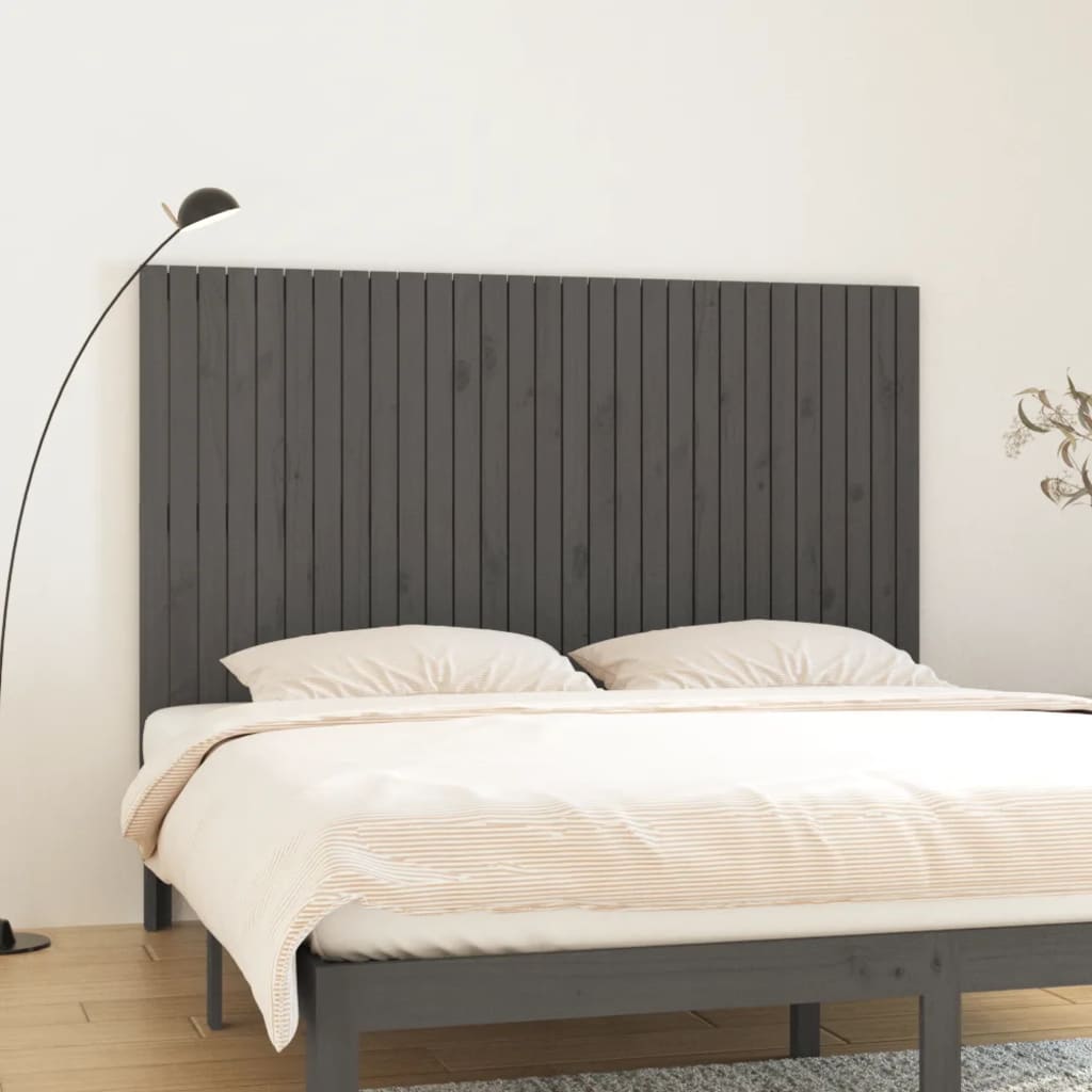 sengegavl 185x3x110 cm massivt fyrretræ grå