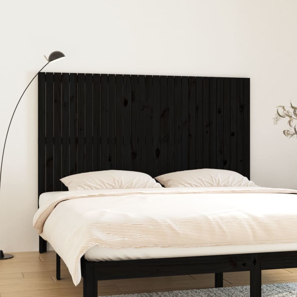 sengegavl 185x3x110 cm massivt fyrretræ sort
