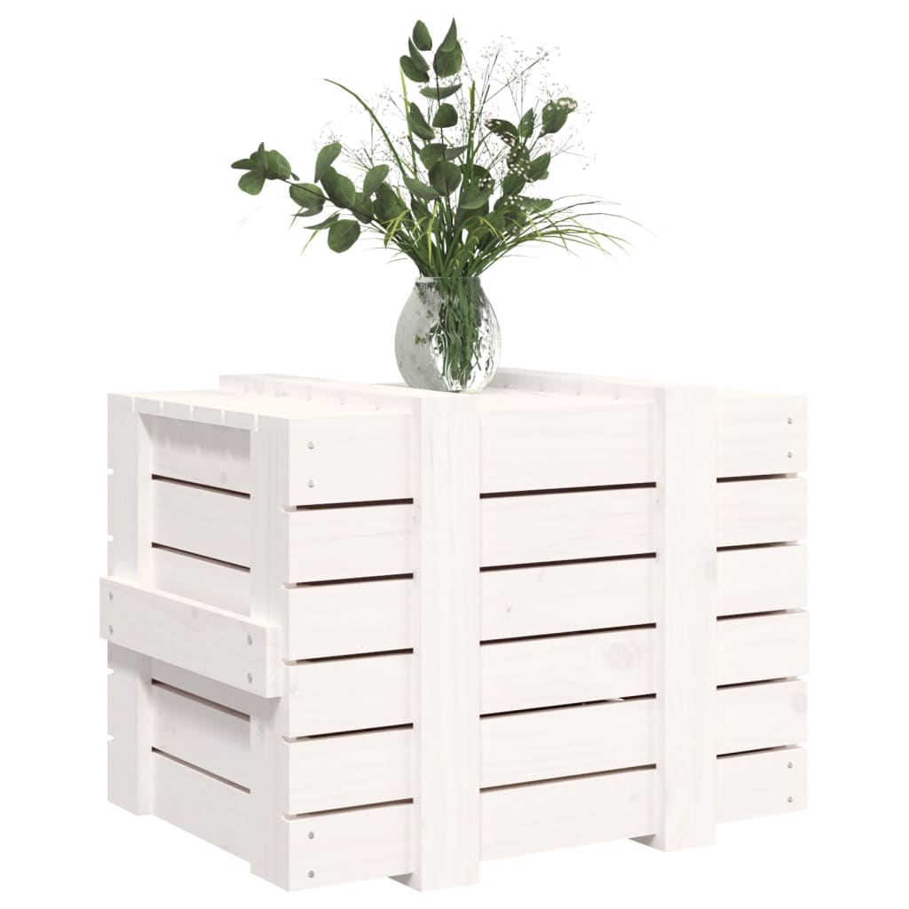 opbevaringskasse 58x40,5x42 cm massivt fyrretræ hvid