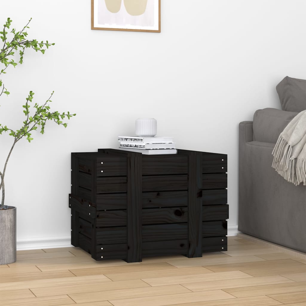 opbevaringskasse 58x40,5x42 cm massivt fyrretræ sort