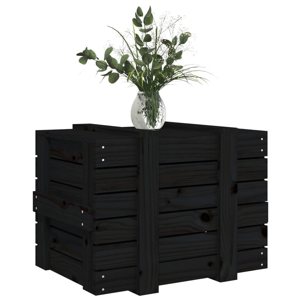 opbevaringskasse 58x40,5x42 cm massivt fyrretræ sort