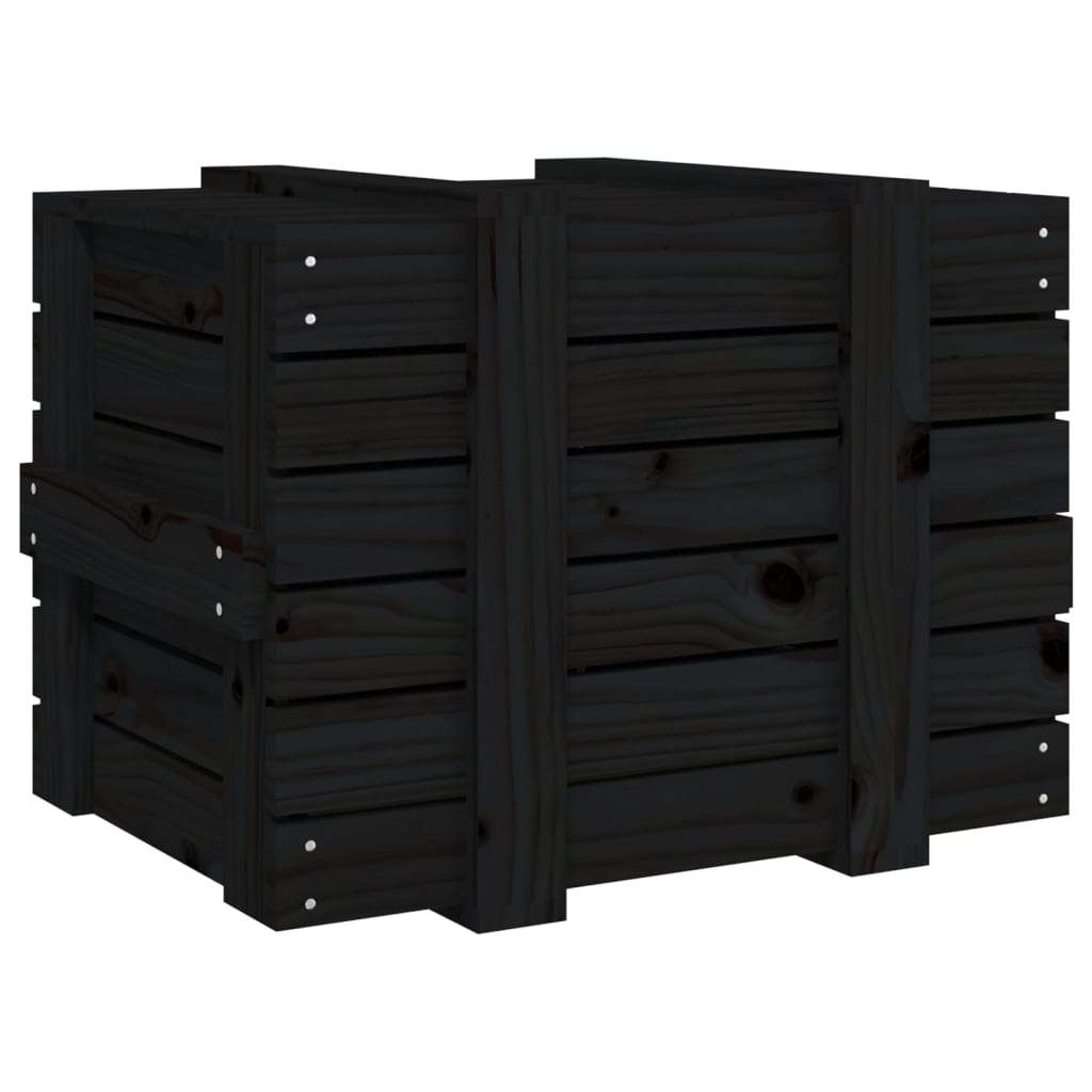opbevaringskasse 58x40,5x42 cm massivt fyrretræ sort