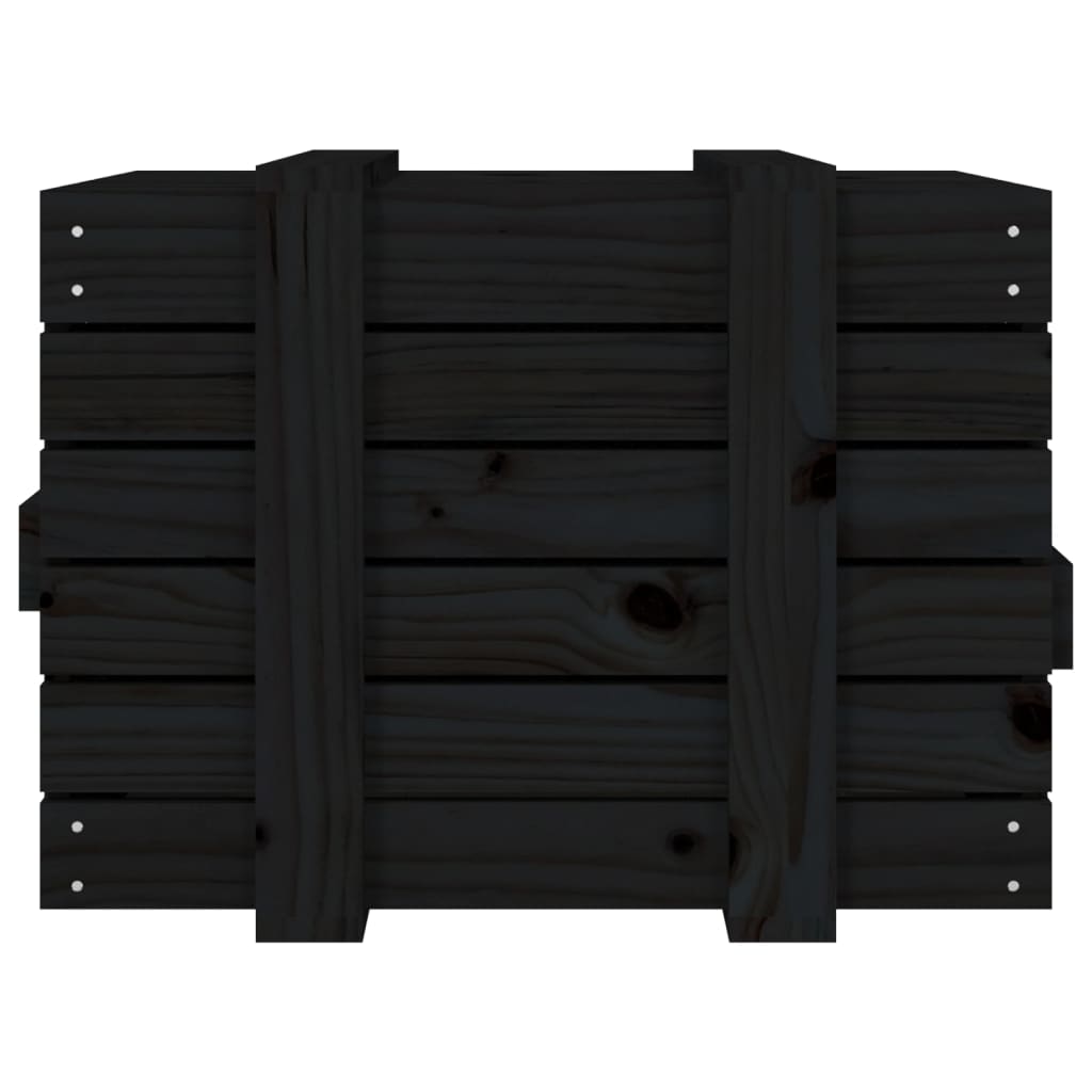 opbevaringskasse 58x40,5x42 cm massivt fyrretræ sort
