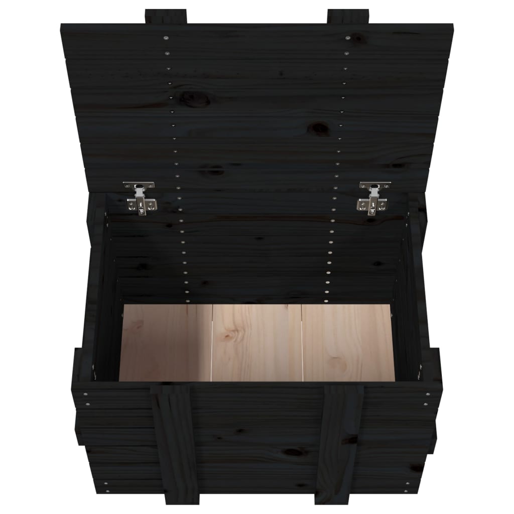 opbevaringskasse 58x40,5x42 cm massivt fyrretræ sort