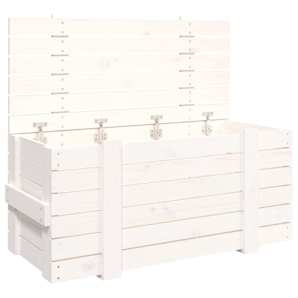 opbevaringskasse 91x40,5x42 cm massivt fyrretræ hvid