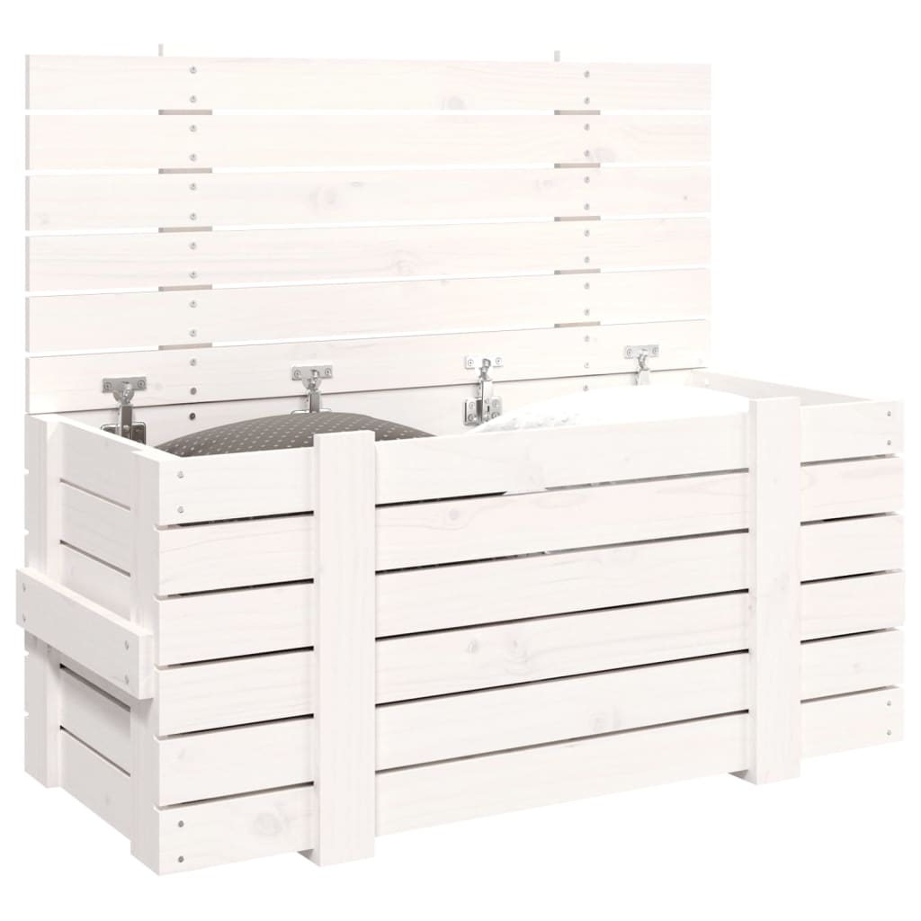 opbevaringskasse 91x40,5x42 cm massivt fyrretræ hvid