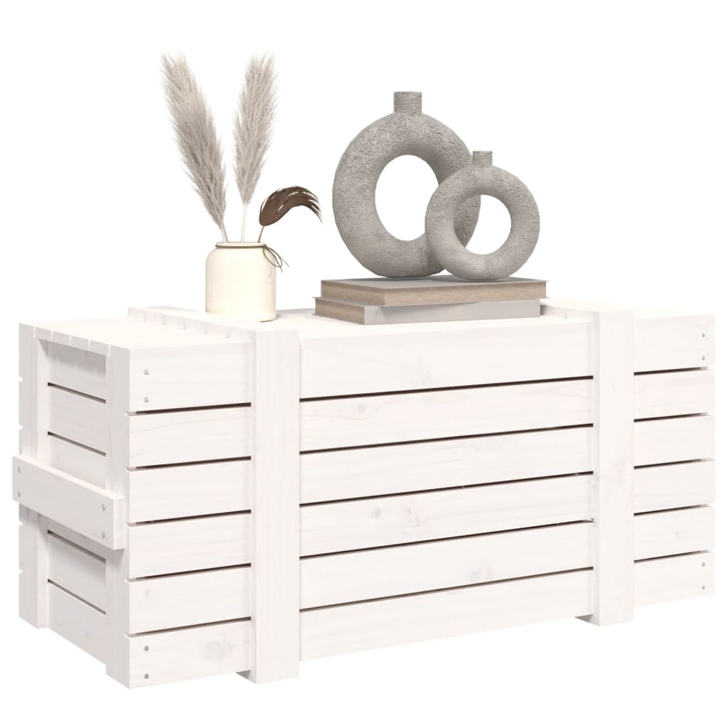 opbevaringskasse 91x40,5x42 cm massivt fyrretræ hvid