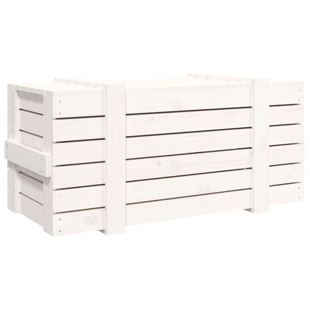 opbevaringskasse 91x40,5x42 cm massivt fyrretræ hvid