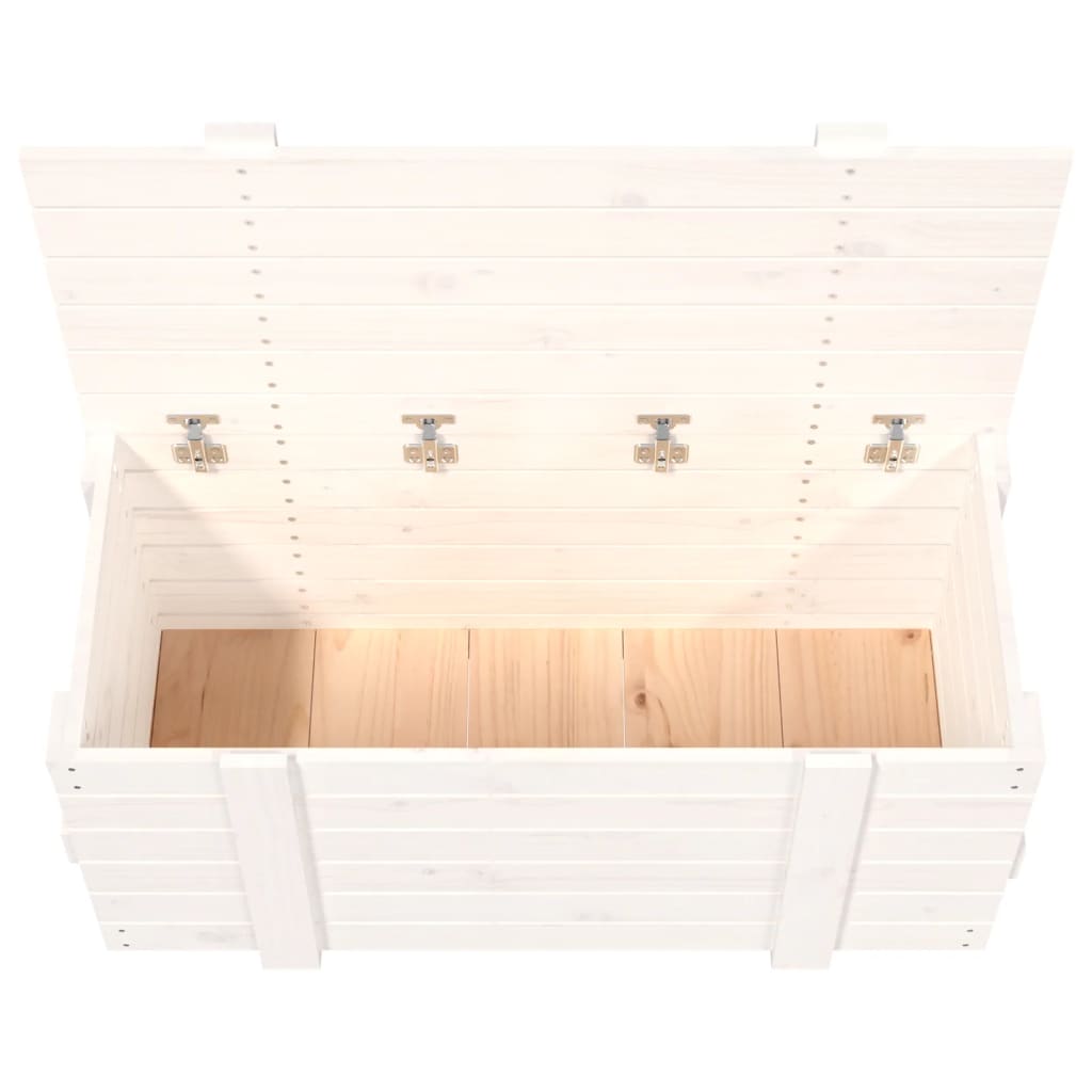 opbevaringskasse 91x40,5x42 cm massivt fyrretræ hvid