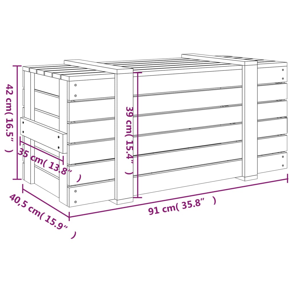 opbevaringskasse 91x40,5x42 cm massivt fyrretræ hvid