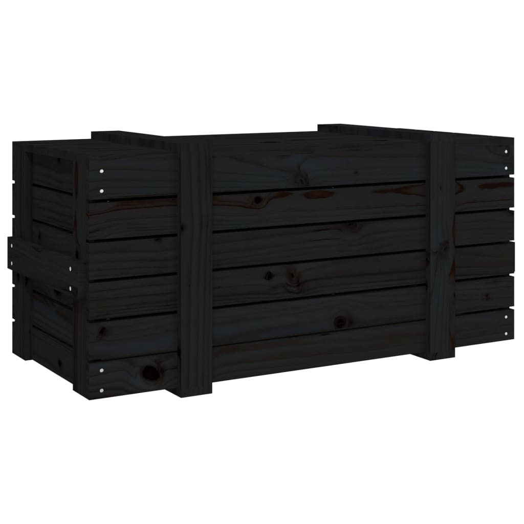 opbevaringskasse 91x40,5x42 cm massivt fyrretræ sort