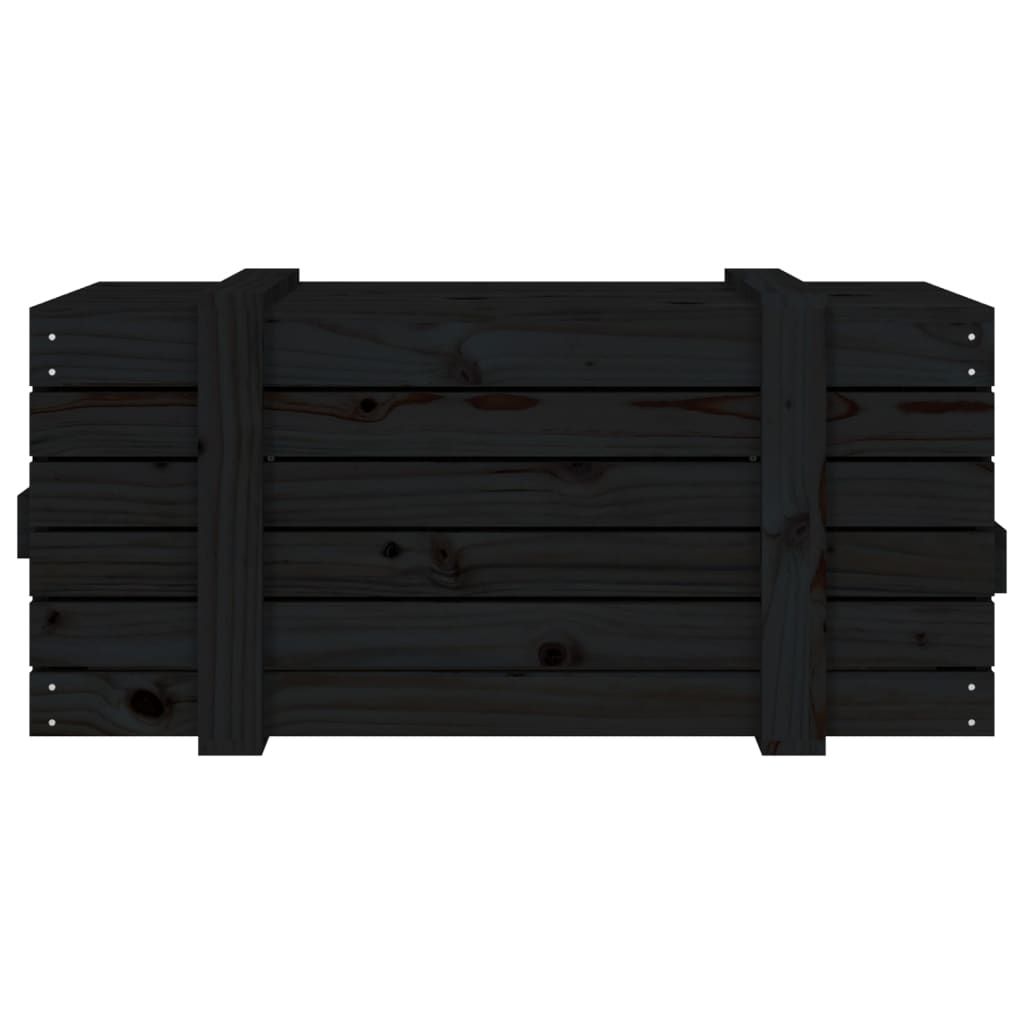 opbevaringskasse 91x40,5x42 cm massivt fyrretræ sort
