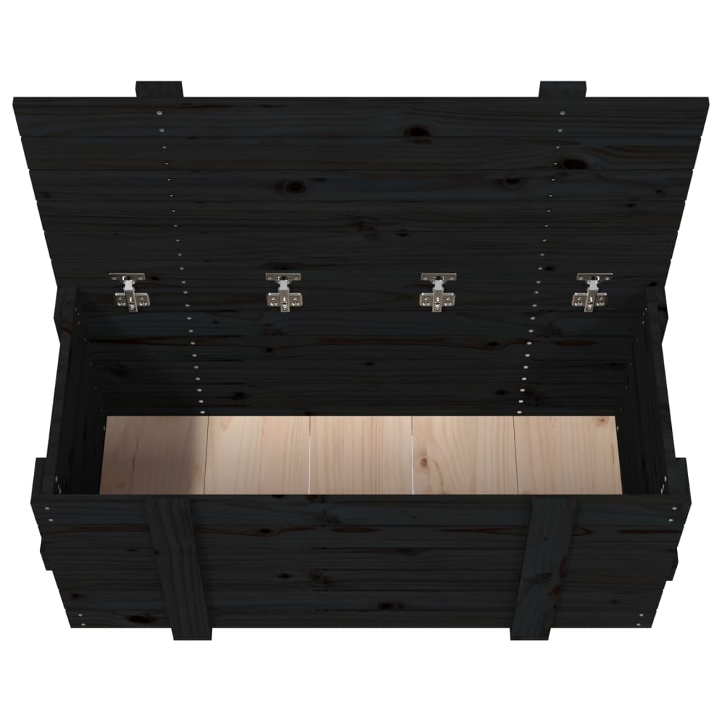 opbevaringskasse 91x40,5x42 cm massivt fyrretræ sort
