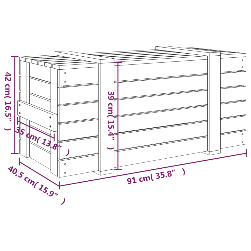 opbevaringskasse 91x40,5x42 cm massivt fyrretræ sort